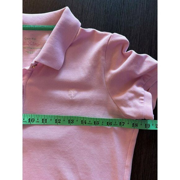 Lilly Pulitzer Chic Fit Polo Shirt Pink Pima Cotton Blend Size Medium - Picture 7 of 8